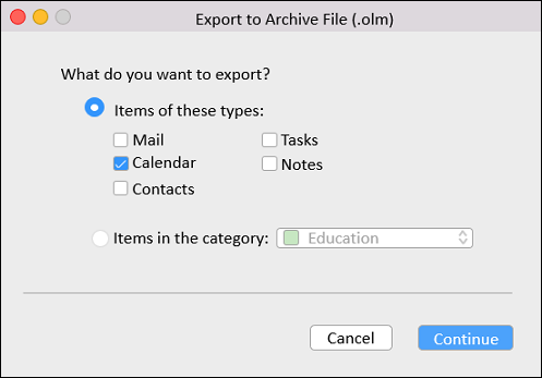 export all data from outlook for mac and then inport to mac mail